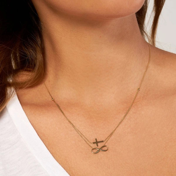 Cross and Infinity Layered Duo Necklace