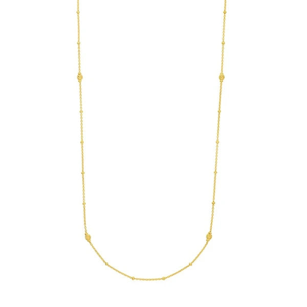 Sterling Silver D/C Bead and Mini Bead Long Necklace