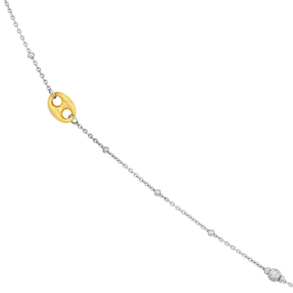 Sterling Silver Bead and Mariner Link Station Long Necklace