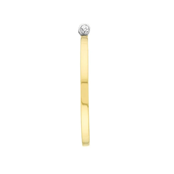 Two-Tone Open End Hoop Earrings with 1/15tcw Diamond Bezel