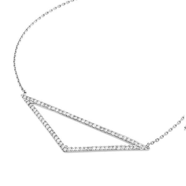 Sterling Silver Elongated CZ Triangle Adjustable Necklace