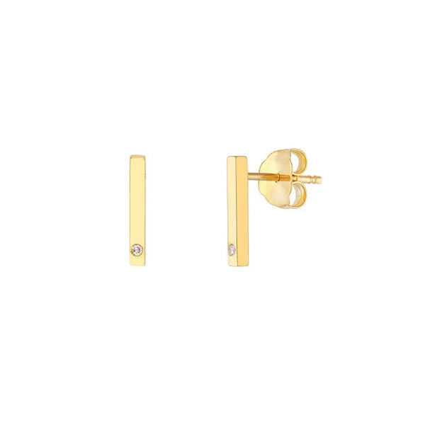 Mini Staple Bar Earrings with Diamond