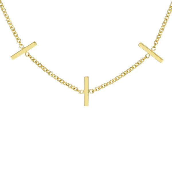 Seven Upright Staple Bars Necklace