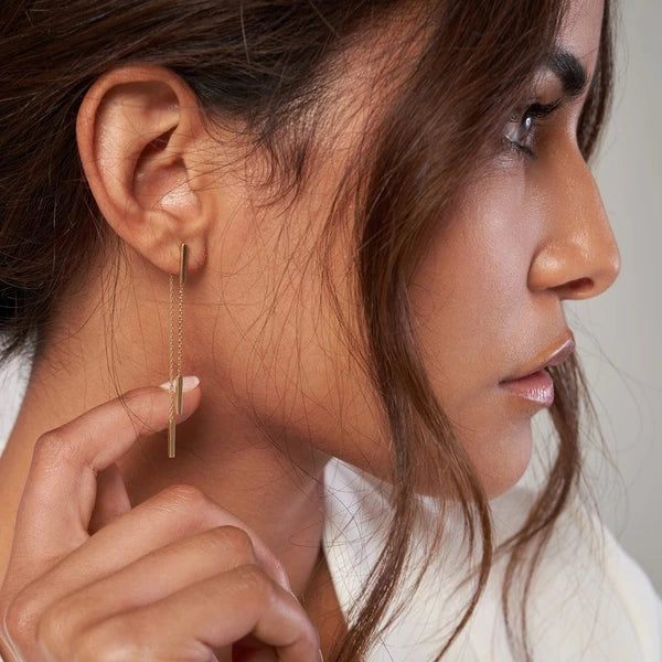 Front and Back Double Staple Bar Earrings