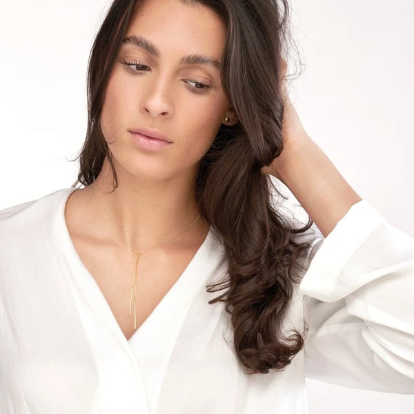 Double Staple Bar Lariat Necklace