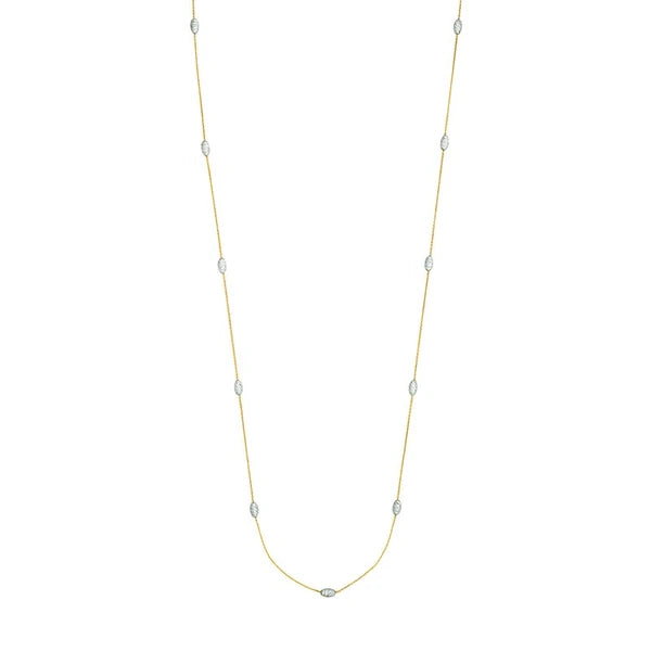 Long And Lovely Yllow/White Oval Bead Necklace