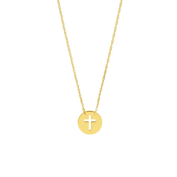 So You Cross Cutout Mini Disc Adj Necklace