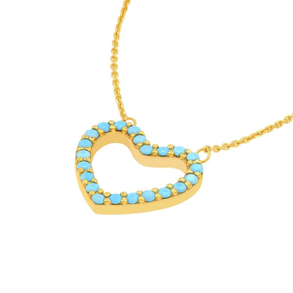 Simulated Turquoise Open Heart Adj. Necklace