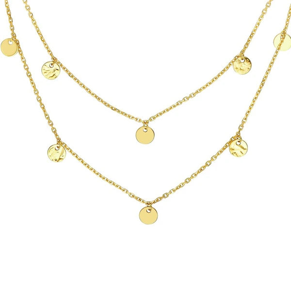 Double Stranded Disc Drop Bib Necklace