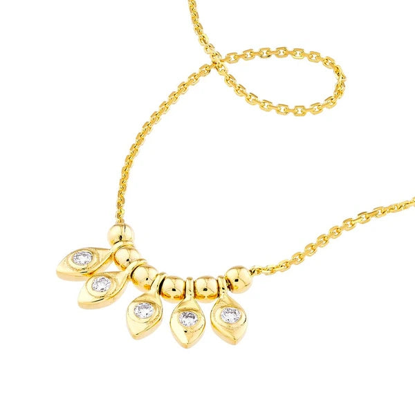 Mini Marquise Drop and Bead Station Necklace