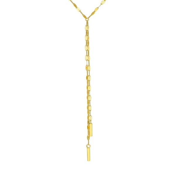 Double Stranded Hammered Bar Dangle Necklace