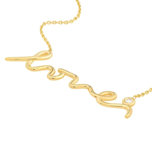Cursive Love Necklace with 3pt Diamond