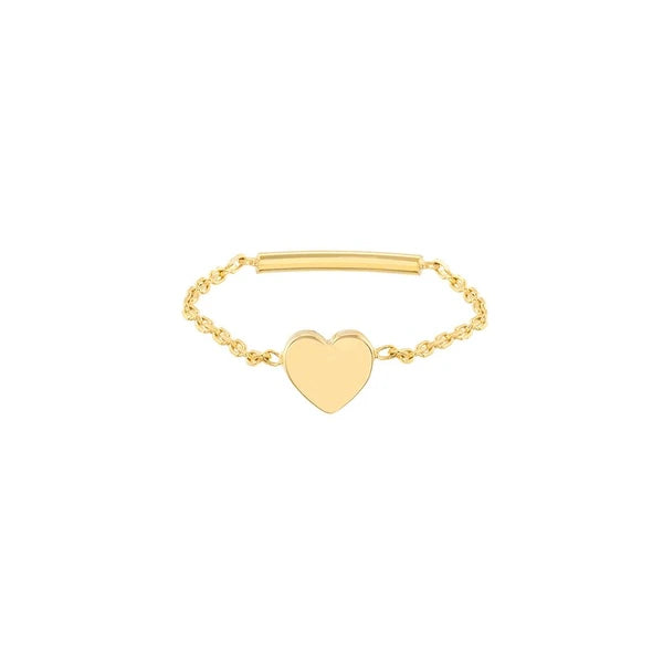 Mini Heart Ring on Chain with Sizing Bar