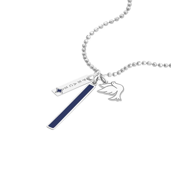 Sterling Silver EN/Amel Bar with Peace Mixed Charm Necklace