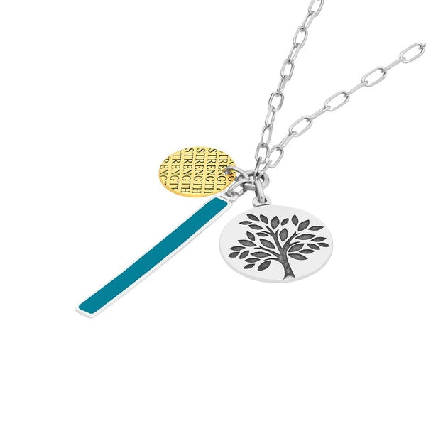 Sterling Silver Tree of Life Paper Clip Chain Charm Necklace