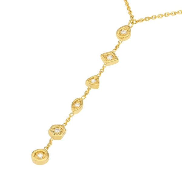 Lariat Necklace with Mixed Diamond Bezels