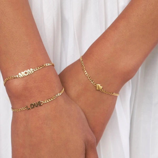 Heart on Curb Chain Adjustable Bracelet