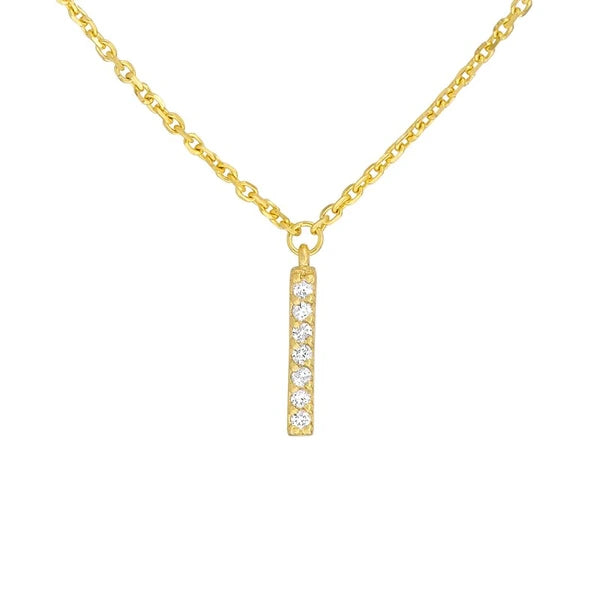 Diamond Staple Bar Drops Duet Necklace