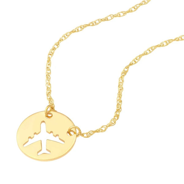 So You Cutout Airplane Mini Disc Adjustable Necklace