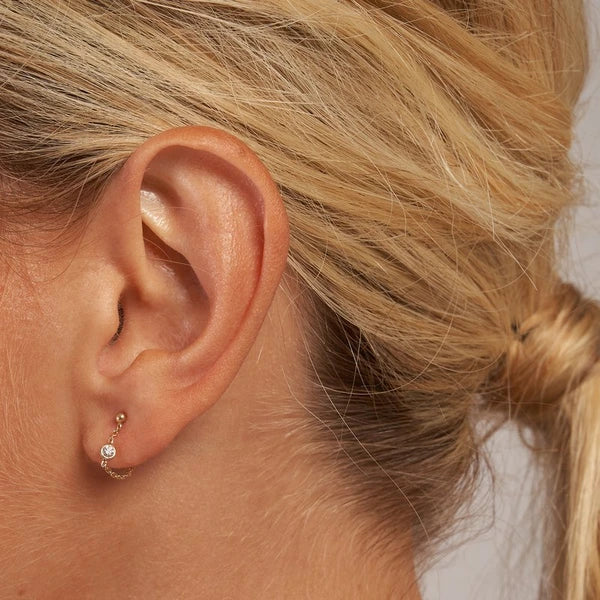 1/20tcw Diamond Chain Huggie Earrings