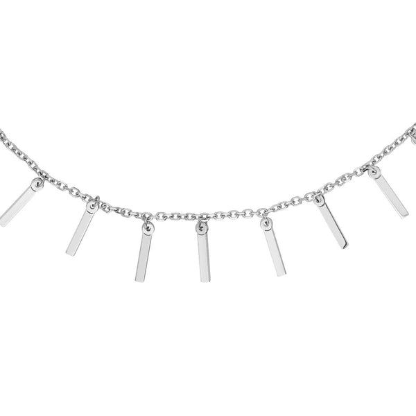 Sterling Silver Staple Bar Dangles Adjustable Choker
