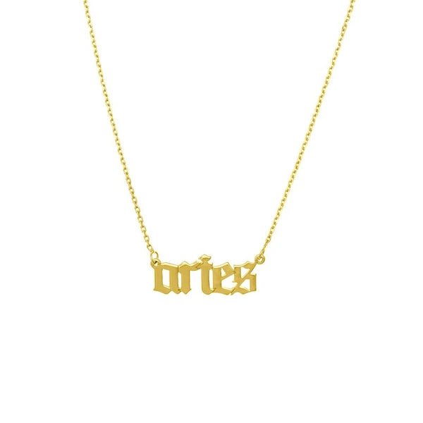 Gothic Aries N/Ameplate Necklace