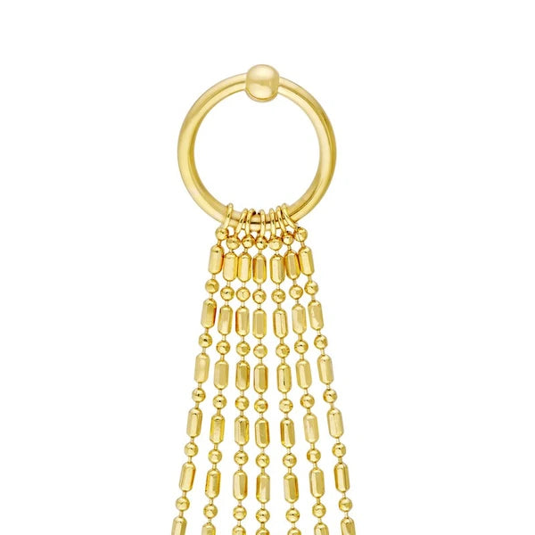 Open Circle Earrings with Diamond-Cut Bead Fringe