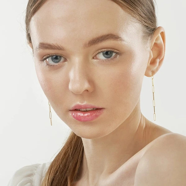 Long Paper Clip Dangle Earrings