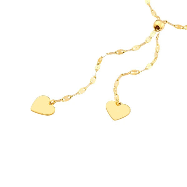 High Polished Heart Adjustable Lariat Necklace