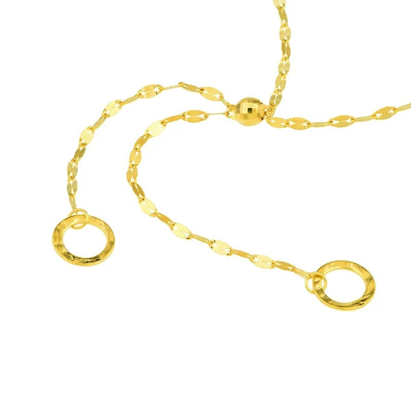 High Polished Circles Adjustable Lariat Necklace