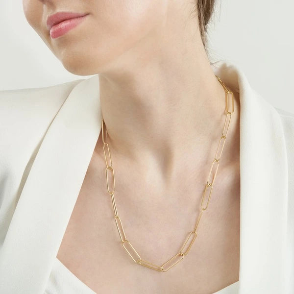 Round Wire Paper Clip Chain Necklace