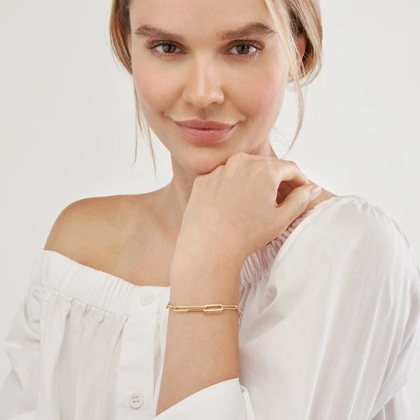 Diamond Paper Clip Link Bracelet