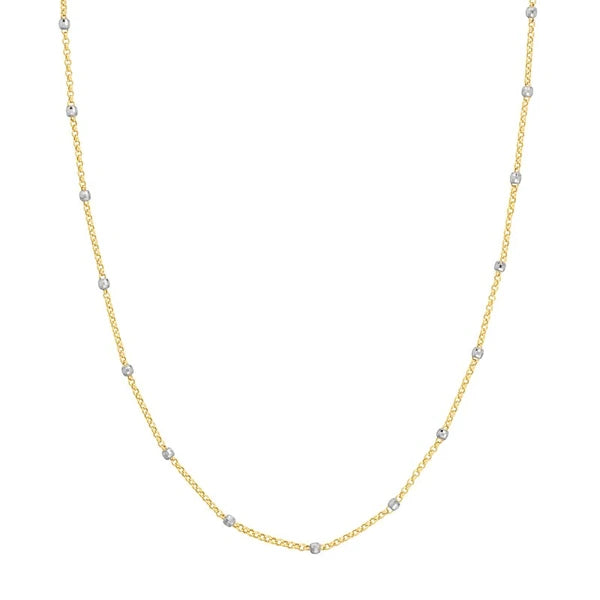 Two-Tone Disco Bead Rolo Chain Necklace