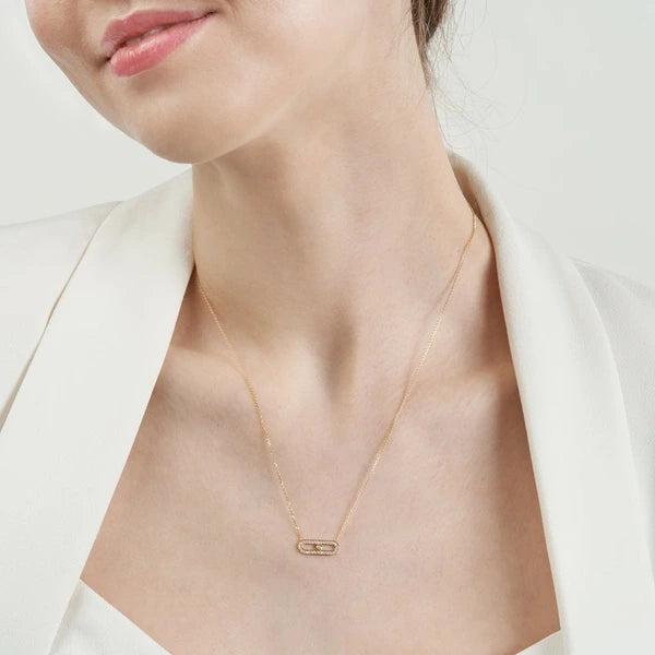 Diamond Paper Clip Element Necklace