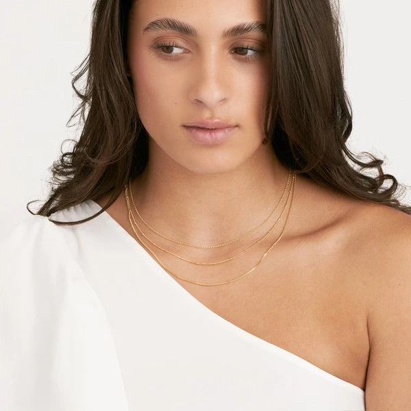 Rolo/Saturn/Curb Triple Chain Necklace
