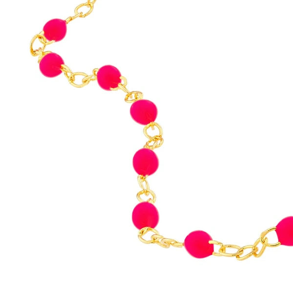 Neon Pink EN/Amel Bead Piatto Chain