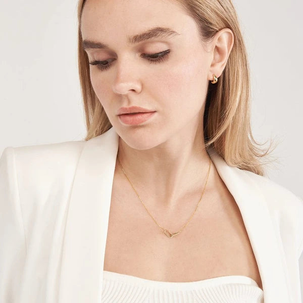 Diamond Paper Clip Links Necklace