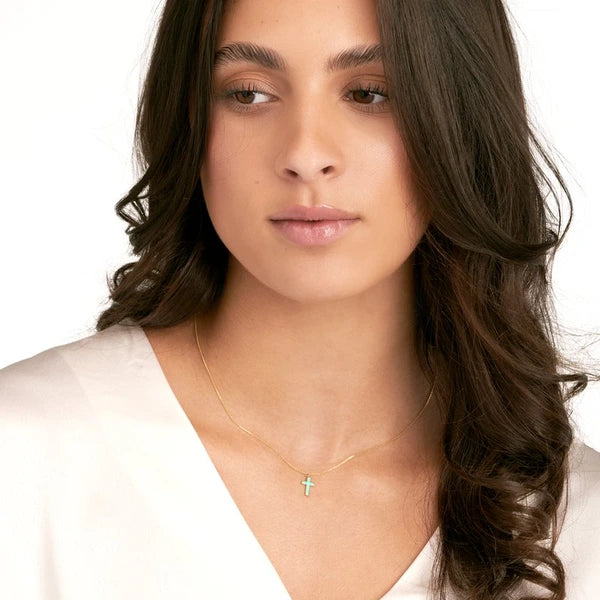 Lt.Turquoise Cross Necklace