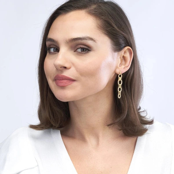 Polished Oval Link Dangle Earrings