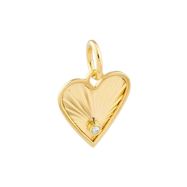 Diamond Fluted Heart Charm