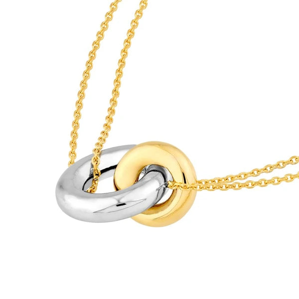 Two Tone Double Chain Interlocking Circle Necklace