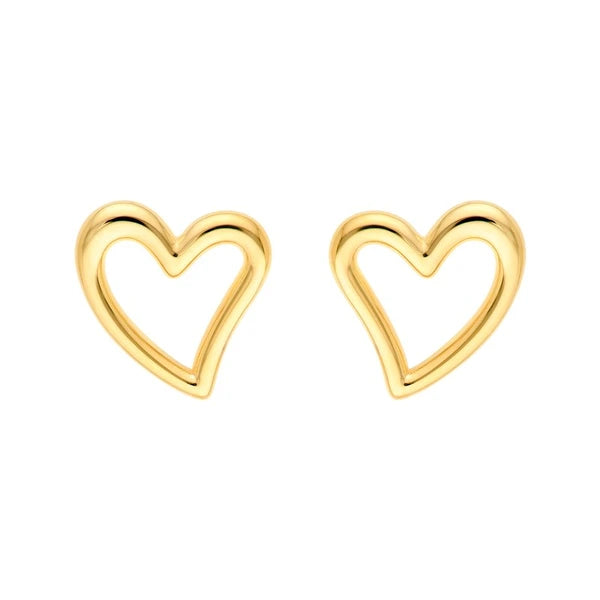 Open Wavy Heart Stud Earrings