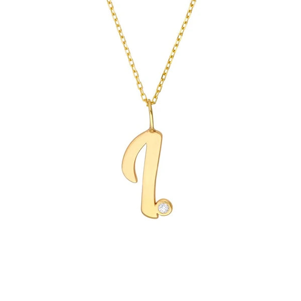 Script 'I' with Diamond Bezel Necklace