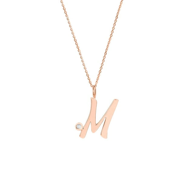 Script 'M' with Diamond Bezel Necklace