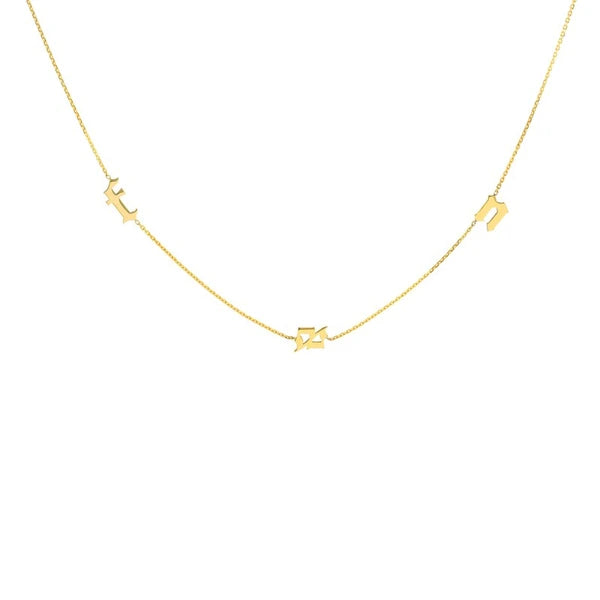 Gothic Initials Station Necklace