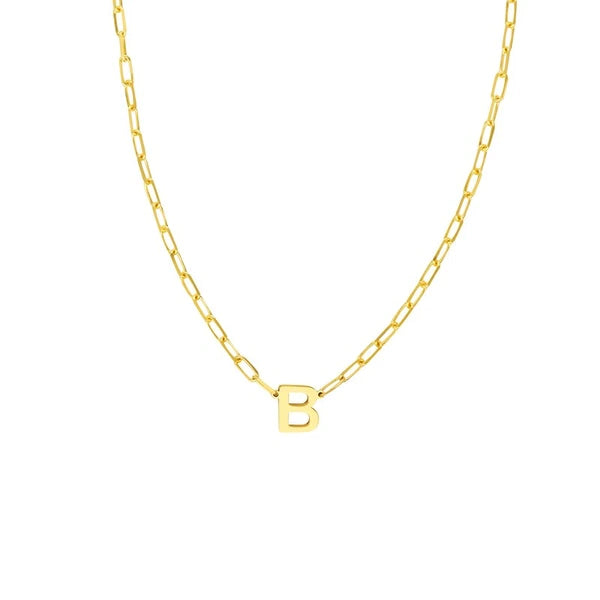 Block Initial Paper Clip Necklace