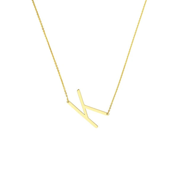 Sideways Block Initial Necklace