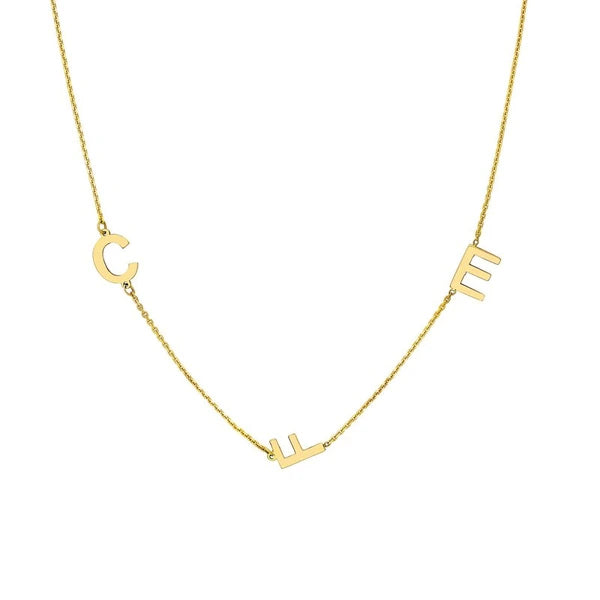 Block Initials Station Necklace