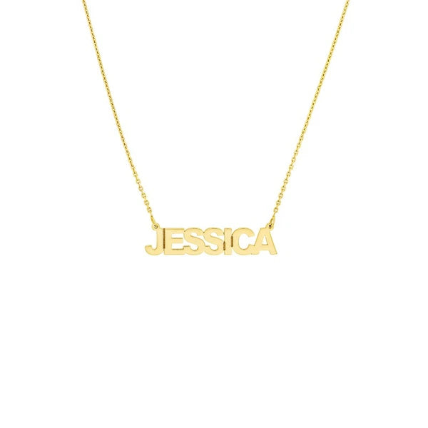 5mm Block Font N/Ameplate Necklace
