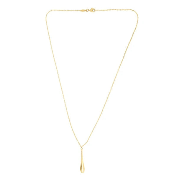 14K Gold Polished Tear Drop Necklace